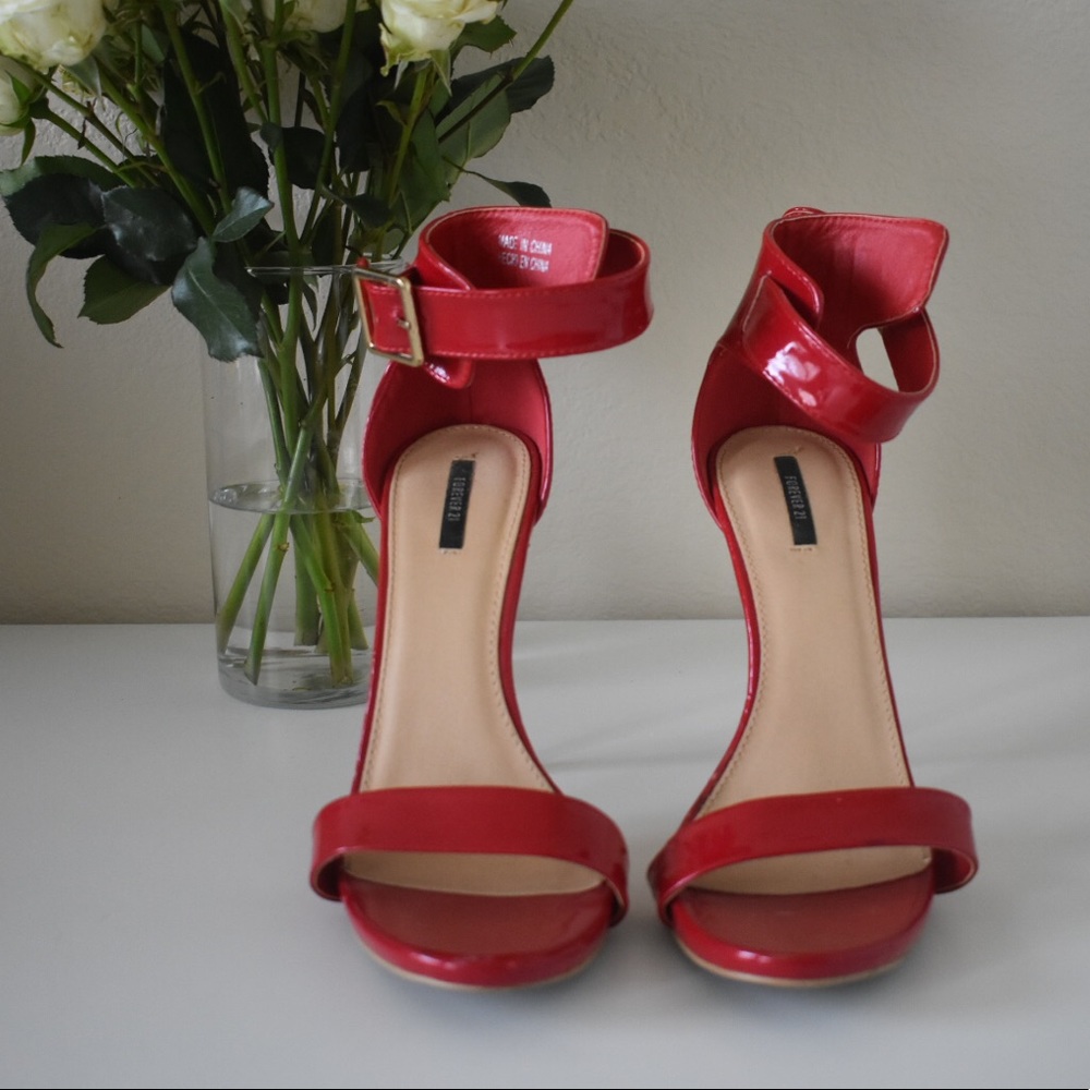Red Open Toe Heels - Forever 21